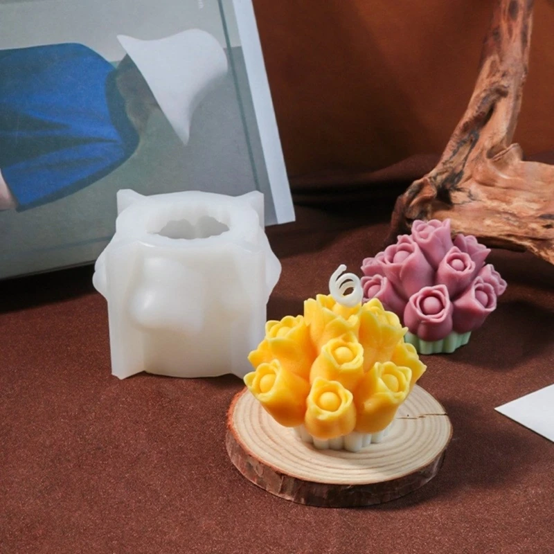 Силиконовая форма для ароматических свечей 3D букета тюльпанов цветов