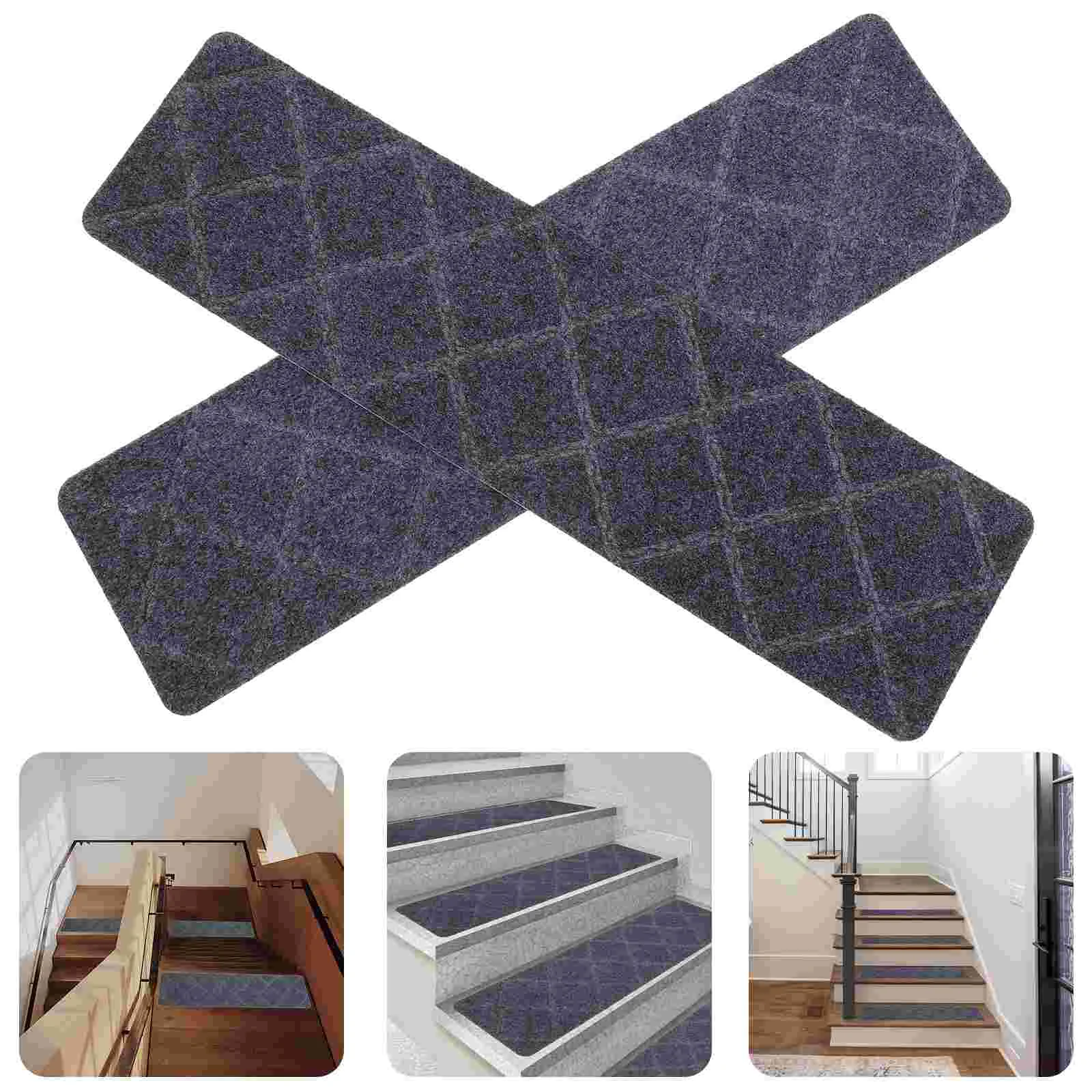 

4 Pcs Stair Mat Treads Mats Non-slip Staircase Step Reusable Runners Wooden Steps Polyester Anti-skid