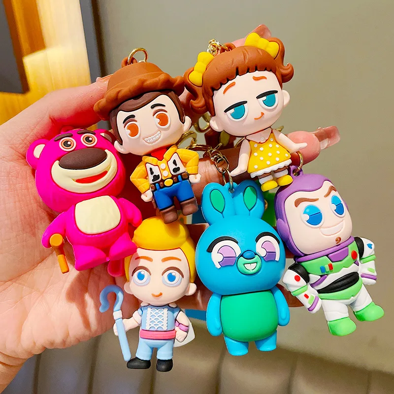 

Disney Toy Story Anime Figure Buzz Lightyear Lotso Keyring Ornaments Cartoon Cute Doll Bag Car Pendant Keychain Birthday Gift