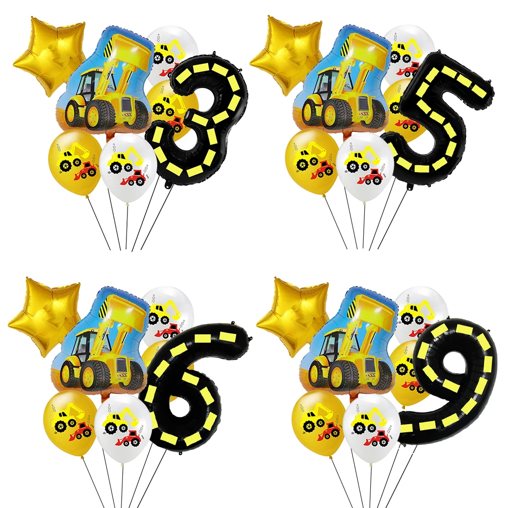 

Construction Bulldozer Theme balloon set Engineering Vehicle Excavator Truck Balloon Boys Construction Birthday Party decoration