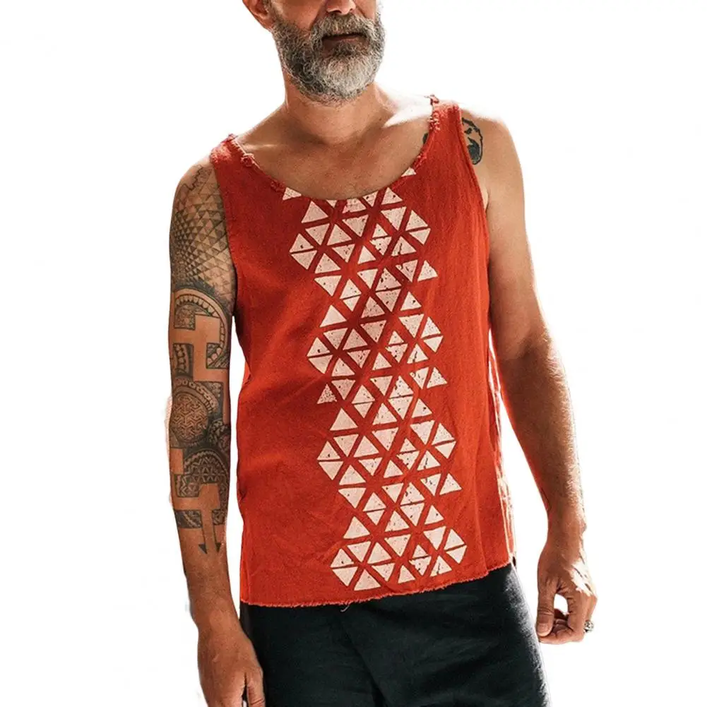 

Stylish Male Vest Soft Trendy Sleeveless Vest Tank Tops Flax Men T-shirt Elderly Men Supplies
