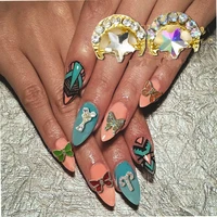 alloy nail art rhinestone love butterfly decoration luxury elegant diamond nail art tools