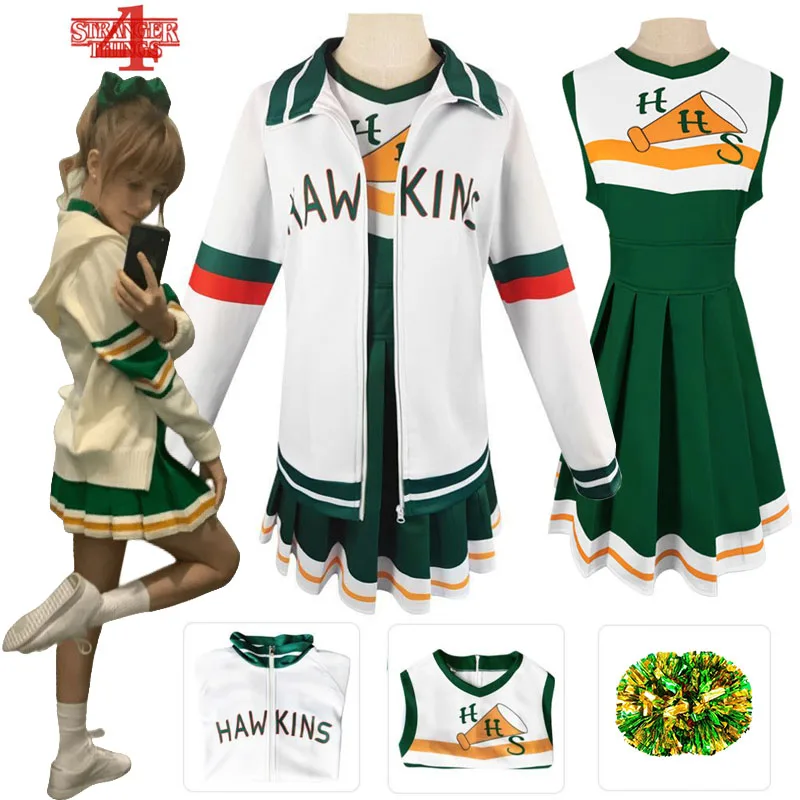 

Chrissy Cunningham Cosplay Stranger Things Season 4 Cosplay Costume Cheerleader Hawkins High School Lucas Sinclair Jacket Dress