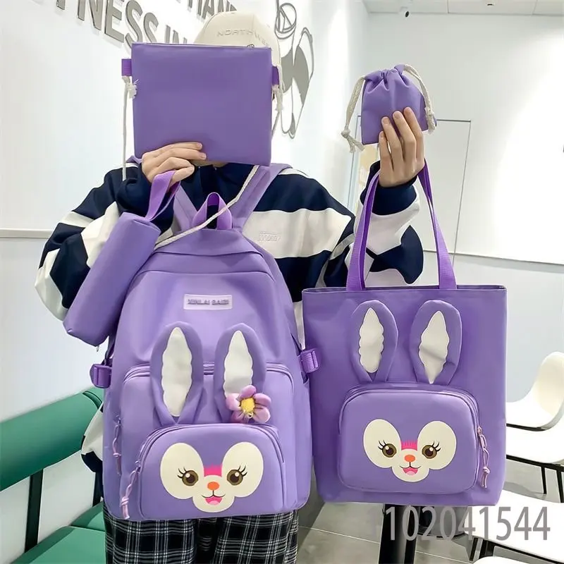 Disney Star Delu Student Schoolbag Five-piece Set for Elementary School Shoulder Bag Handbag Pen Holder Coin Purse Nylon Durable