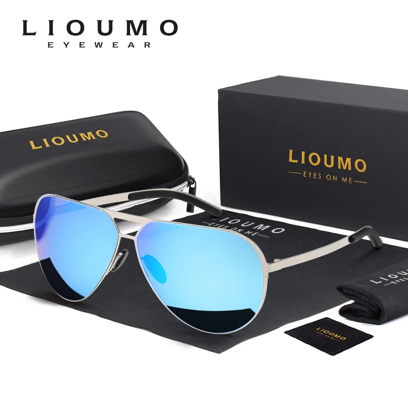 

LIOUMO Retro Polarized Sunglasses Men Women Blue Lens Glasses Fishing Driving Goggles Unisex Anti-Glare gafas de sol hombre