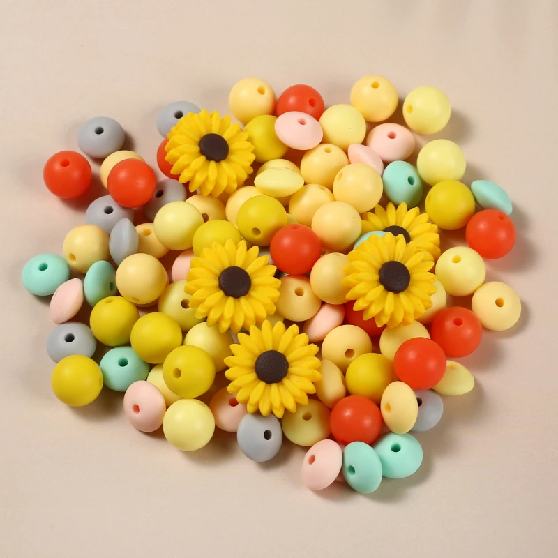 

Силиконовые бусины в виде подсолнуха