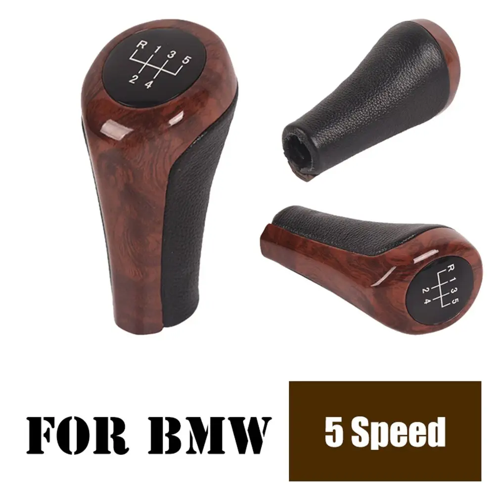

5/6 Speed Gear Shift Knob Wood Grain Leather For BMW 1 3 5 6 7 Series E81 E82 E87 E88 F20 E63 E64 For BMW X1 X3 X4 Z4