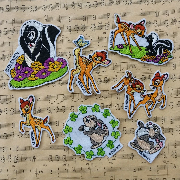 Disney Brand Cute Bambi Embroidered Patches Sewing Accessories Applique for Cloth Easy to Use DIY Decoration