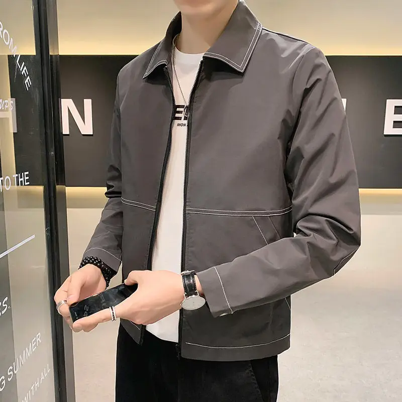 

2022 Casual Zipper Jacket Men's Coats New Spring Tops Casual Autumn Tops Male Outdoor Solid Outerwear Men Baseball Jackets Q271