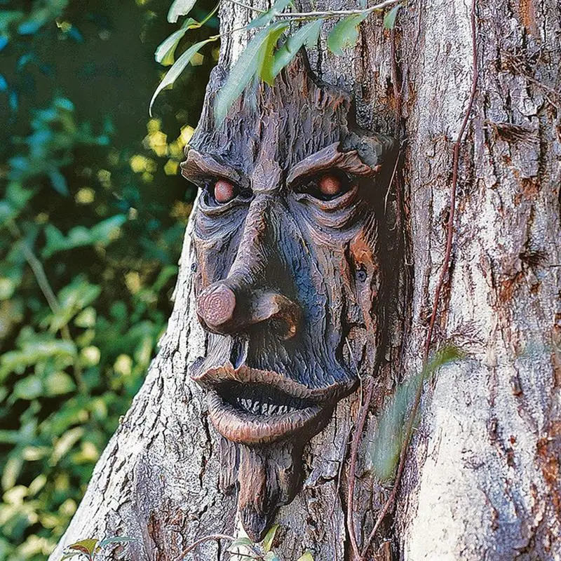 

Имитация лица дерева, декор для стариков, лицевая сторона дерева, украшение из смолы для сада с сильным декоративным эффектом, ручная работа на лице
