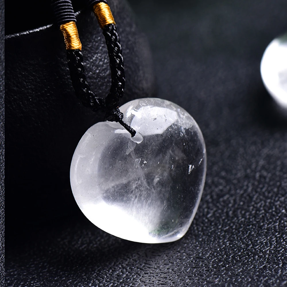 

Natural White Quartz Crystal Healing Love Heart Gemstone Pendant Necklace Reiki Amulet Charm Jewelry