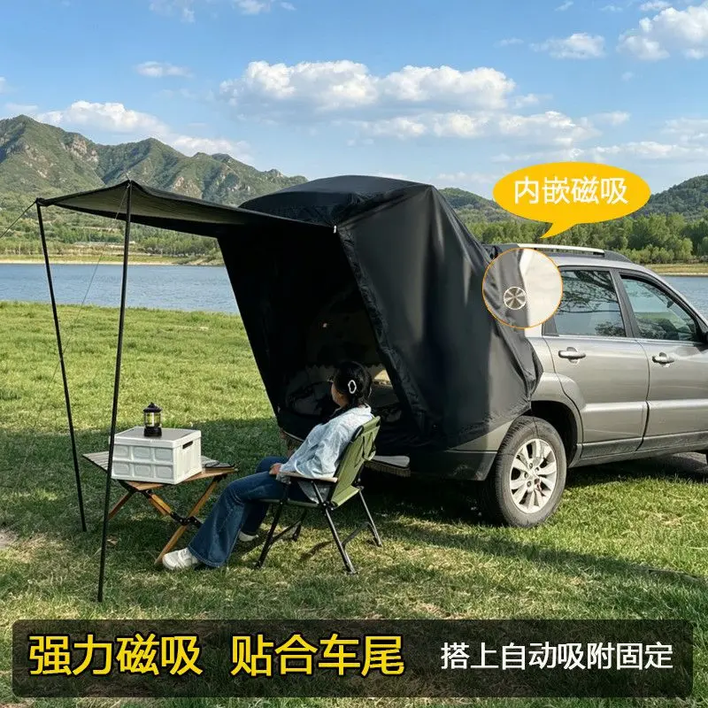Фото Палатка для багажника автомобиля SUVTailgate с москитной сеткой, черным покрытием, защитой от УФ-излучения, водонепроницаемая, универсальная для самостоятельных поездок и кемпинга. №1