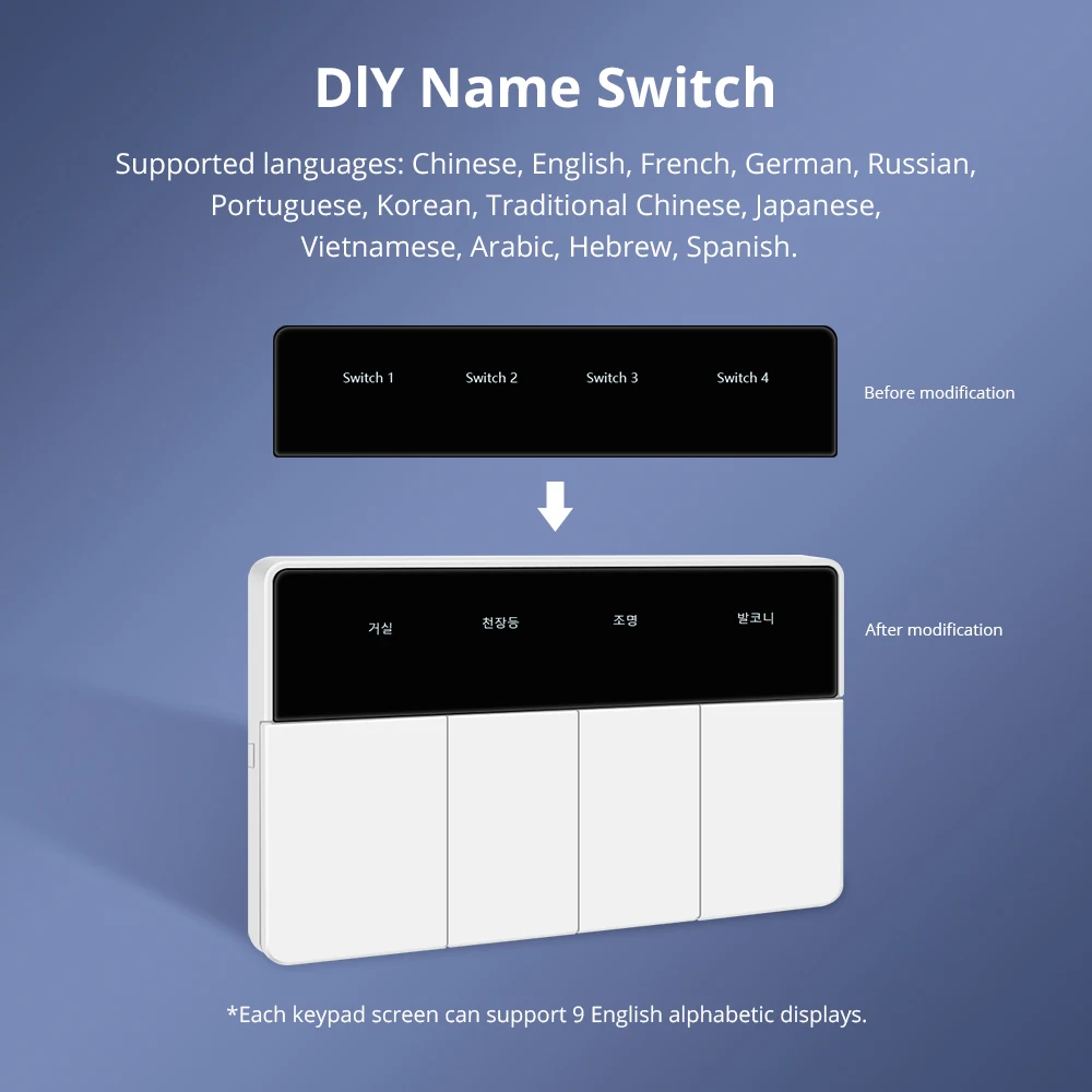 Фото Zemismart Zigbee горизонтальный кнопочный настенный выключатель DIY имя панель дисплея работает с Tuya Alexa Google Home Voice №2