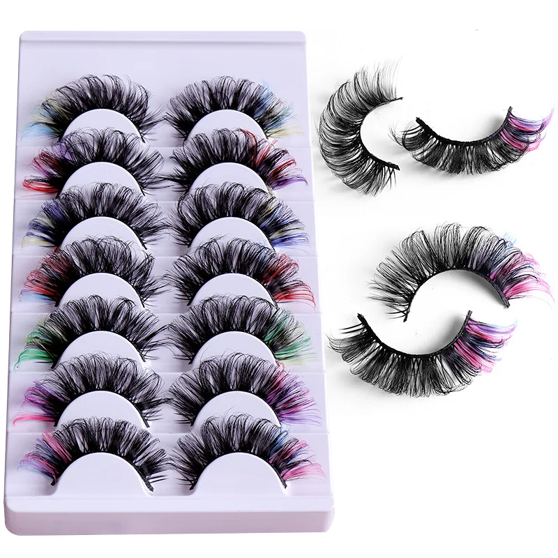 

7 Pairs Dramatic Colorful DL Curl Fake Lashes Cross Dense Mink False Eyelashes Waterproof Lashes Long Extension Makeup Supplies
