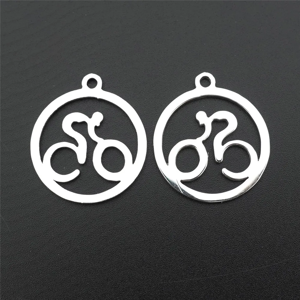 

5 Pieces Bicyclist Charms Stainless Steel Cyclists Pendant Component For Diy Earring Bike Jewelry Making Findings