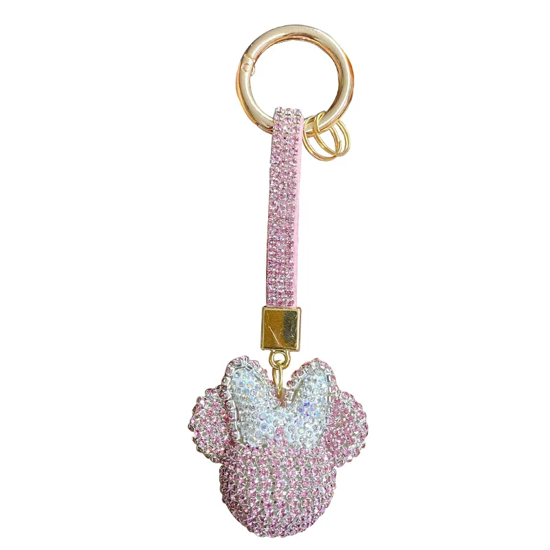 

2023 Cartoon Animal Head Sparkling Keychain Cute Cartoon Crystal Car Pendant Keychain Gift