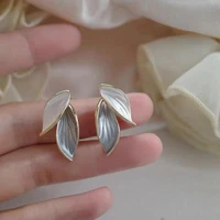 summer premium double color haze blue leaf drop 2022 earrings korean fashion jewelry party girl high level accessories for woman