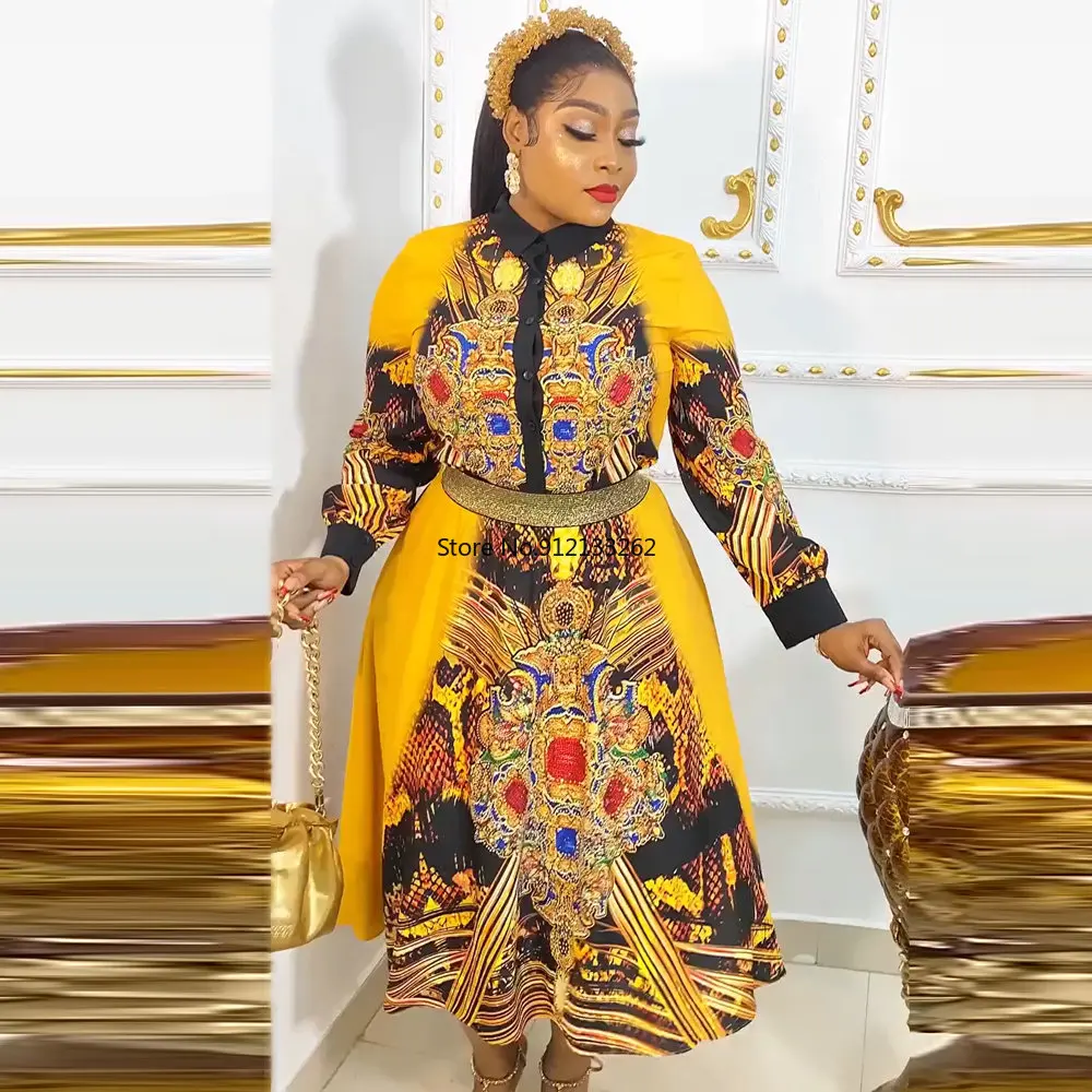 

Дашики, платья с Африканским принтом для женщин, комплект из двух предметов, топы и юбки, костюмы, анкарская одежда, искусственная Турция, ве...