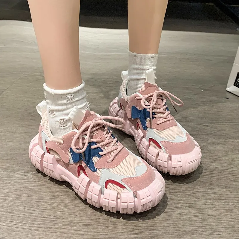 2023 Spring And Autumn New Genuine Leather Thick Sole Tire Shoes Women's Paris Dad Shoes Sports Casual Tank Shoes Walking Shoes