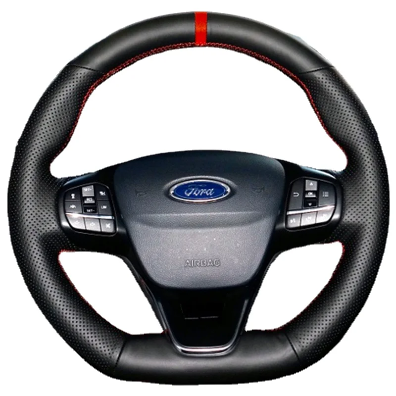 

2012-2020 для Ford Focus Taurus escape kuga самодельный кожаный чехол из углеродного волокна для рулевого колеса, сшитый вручную
