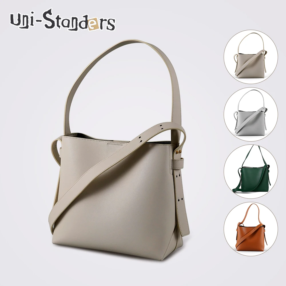 

Uni-standers Luxury Bucket Bag High Capacity Simple Leather Women Upscale Commuter Casual Fashion Magnetic Buckle Messenger Bag