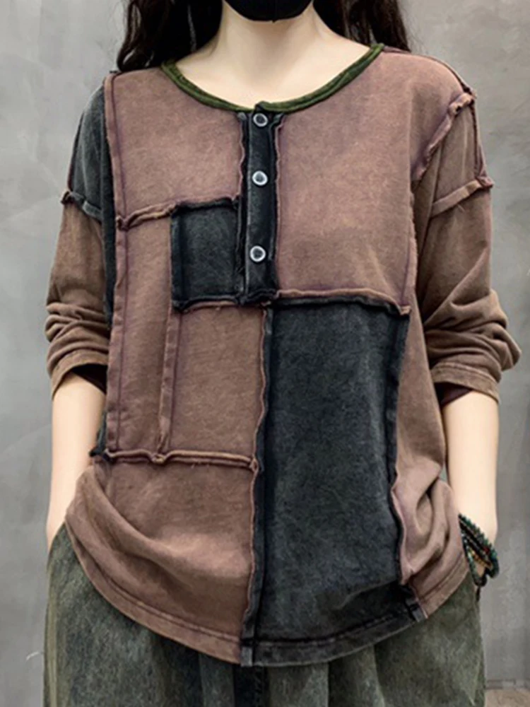 Женская винтажная футболка с круглым вырезом