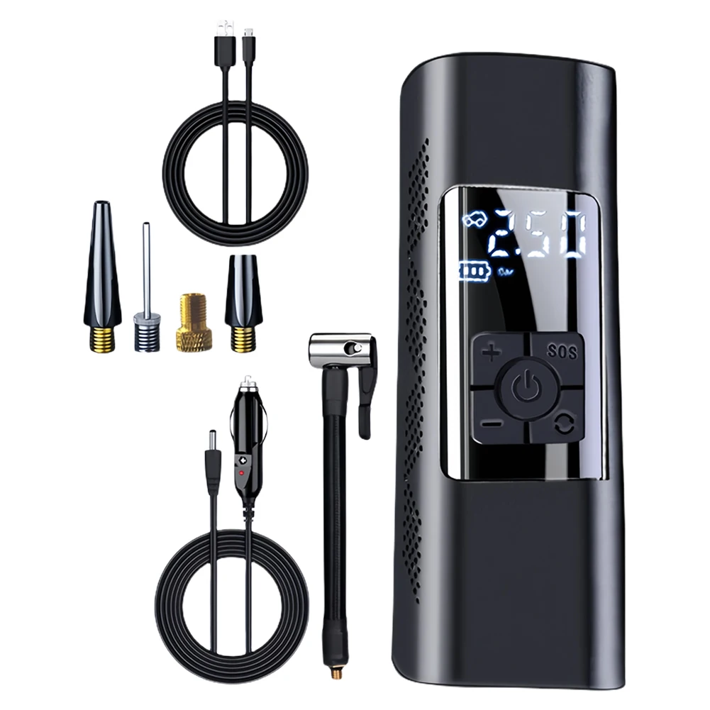 Автомобильный воздушный насос перезаряжаемый цифровой надувной 1500 мАч с