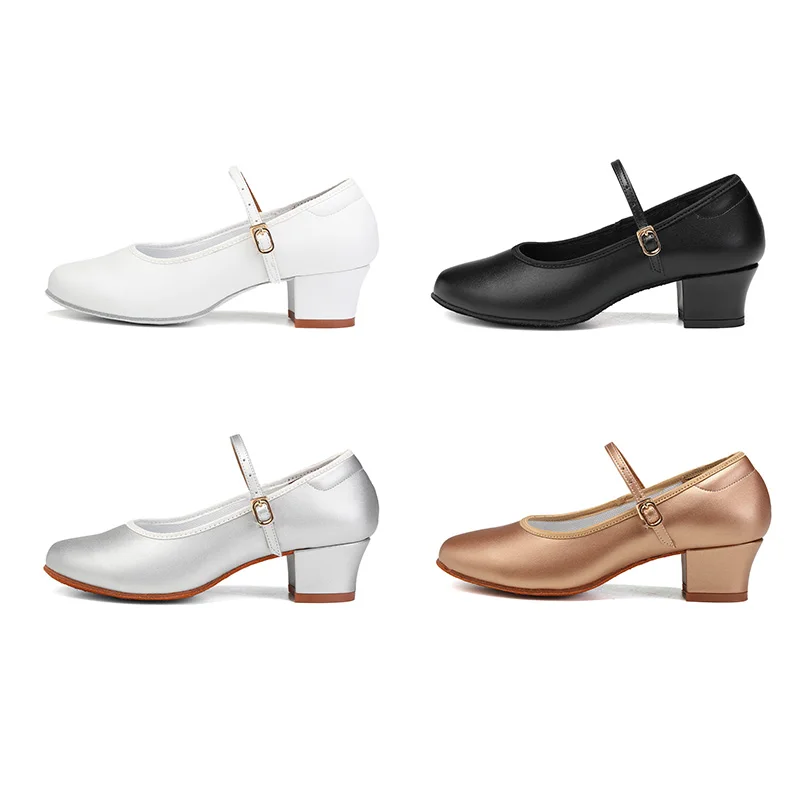 Latin Ballroom Dance Shoes for Women 4 CM Heel Closed Toe Modern Salsa Dance Teaching Performance Dancing Shoes