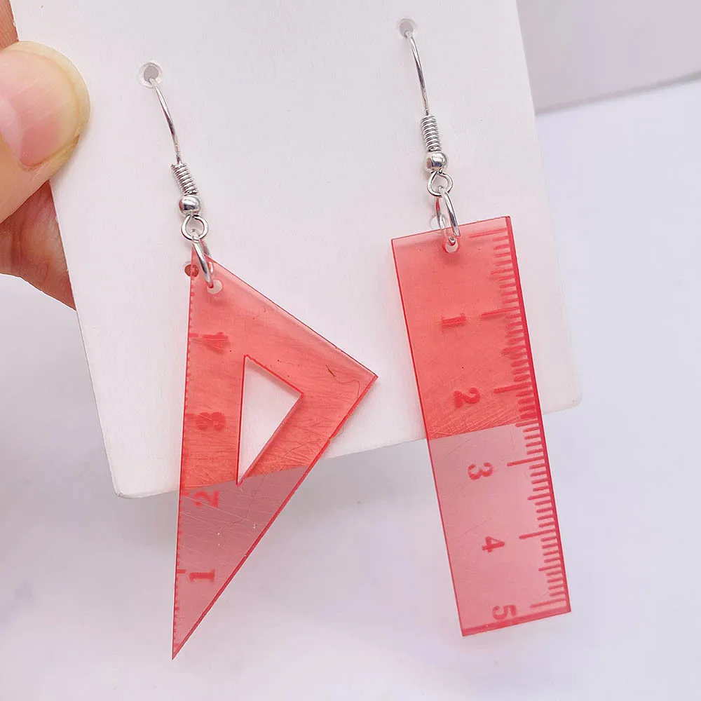 Студенческие серьги вернуться в школу Выпускной прозрачная треугольная линейка