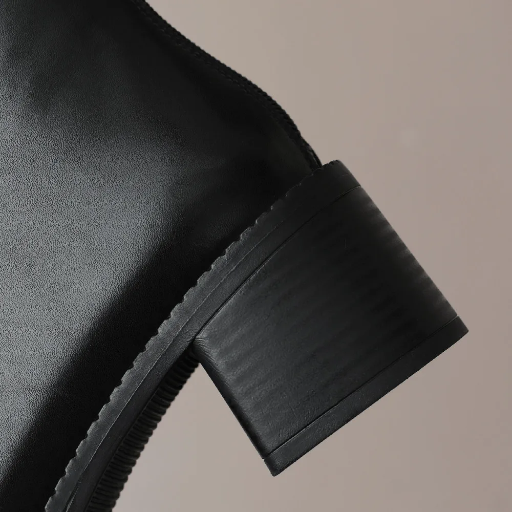 Женские сапоги из натуральной кожи с круглым носком на среднем каблуке 2023 см