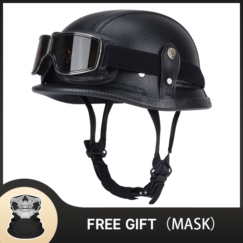 Немецкий полувинтажный шлем, классический мотоциклетный шлем с открытым лицом, ретро-стиль для Cruiser Chopper, сертифицированный DOT, легкий, прочный