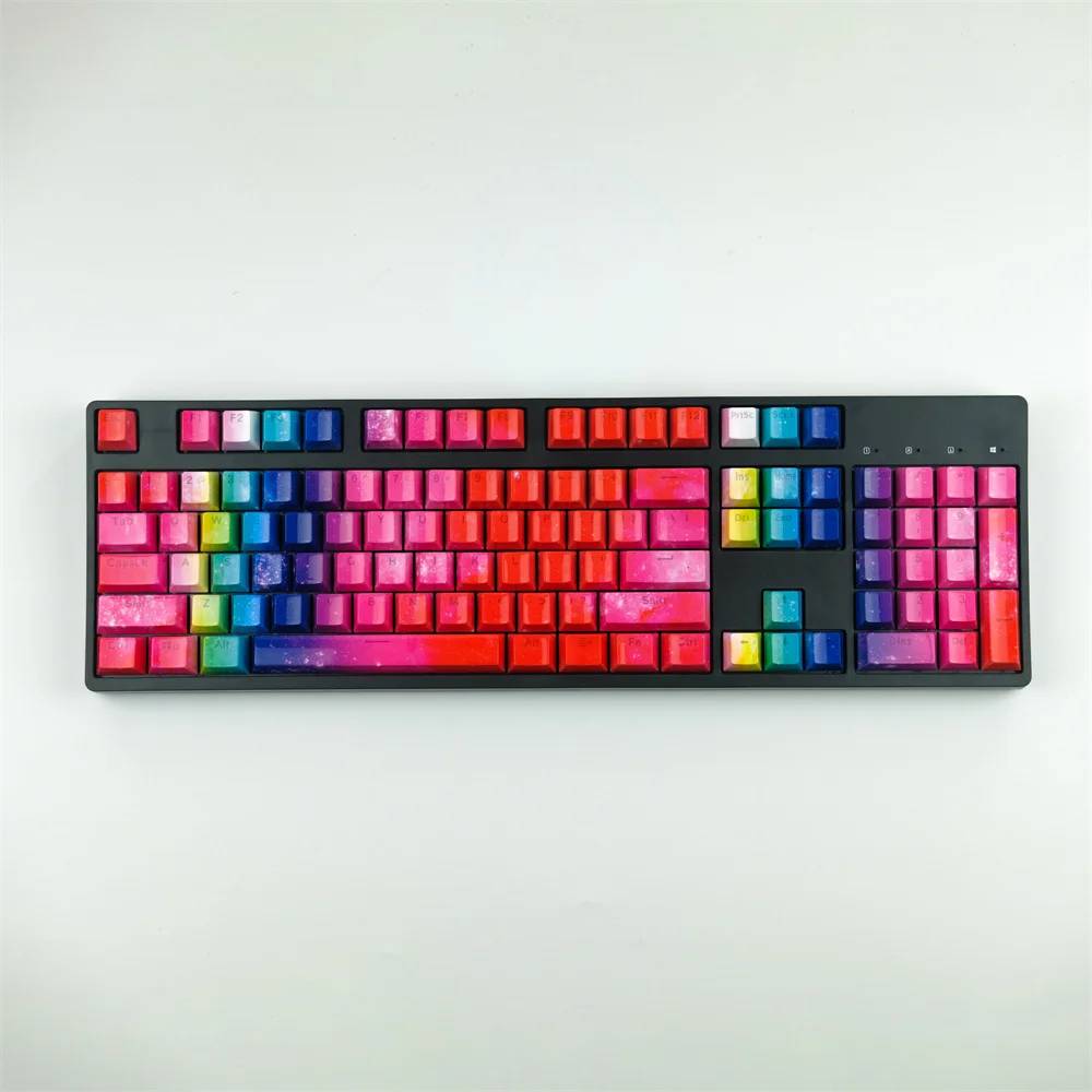Mechanical Keyboard 104 Keycaps Original Starry Rainbow Art 