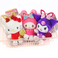 sanrio kuromi hello kitty my melody kawaii plush filling keychain creative lollipop decoration backpack couple pendant gift toys