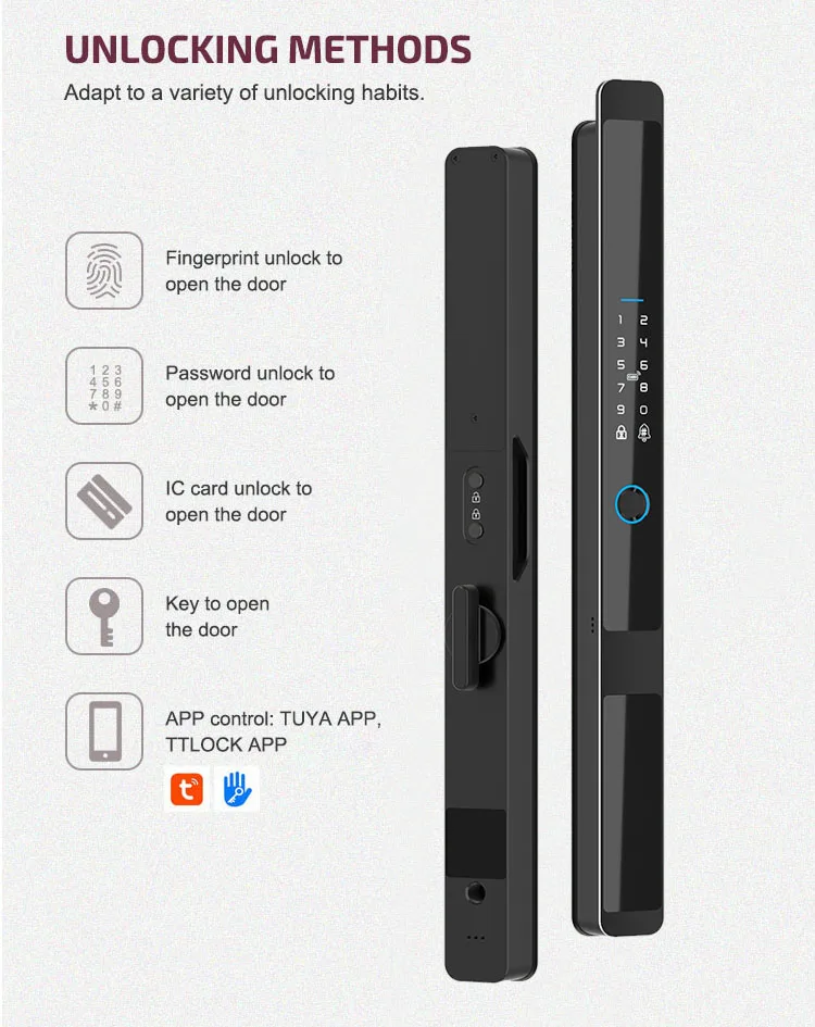 Smartier Tuya цифровой автоматический электронный биометрический замок Ttlock Wi-Fi интеллектуальный замок с узкими краями дверной замок с отпечатками пальцев (art.: 3920cefd22c01) - 3920cefd22c01