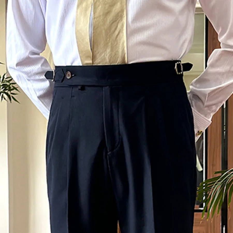 Итальянский стиль Неаполь висячие прямые брюки с высокой талией для деловых брюк