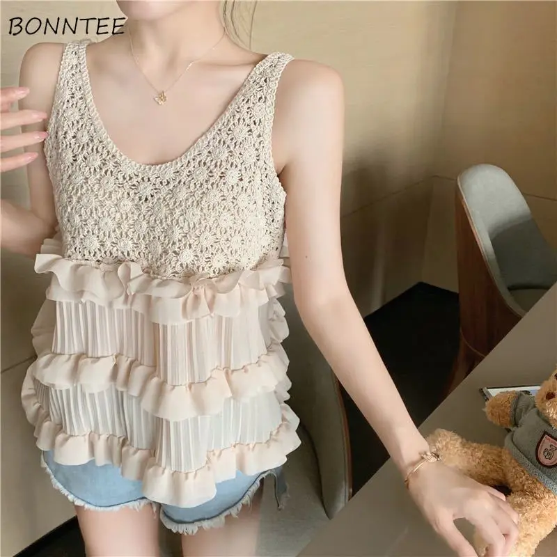 

Blouses Women Ruffles Hollow Out Special All-match Tender Korean Style Sweet Simple Delicate Graceful Basics Popular Stylish New