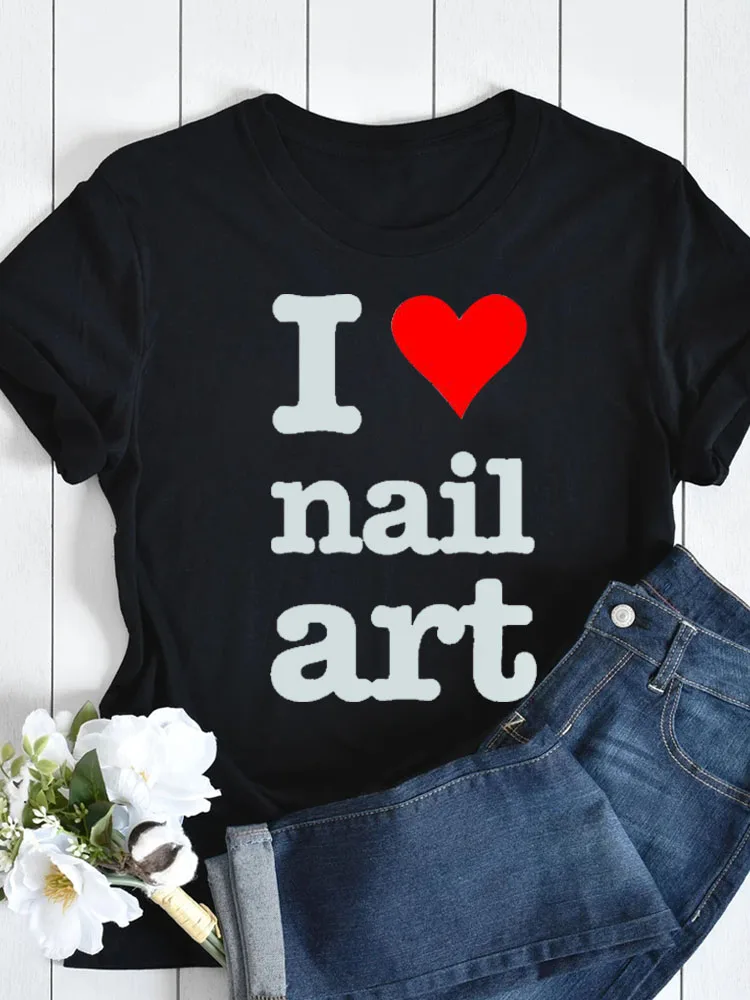 

Nail Polish Print T Shirt Women New Fashion T-shirt Female Summe Tops Fashion Tee Shirts Ladies Cute Graphic Short Sleeve Tops