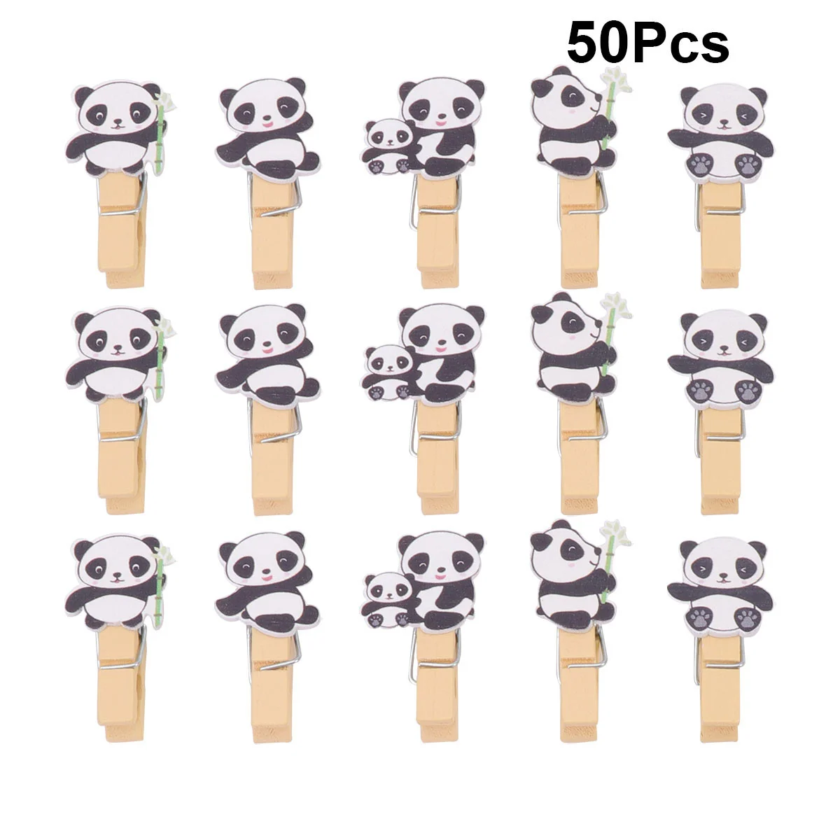 

50pcs Clips with Rope Wooden Creative Photo Holder for Party Home Bedroom