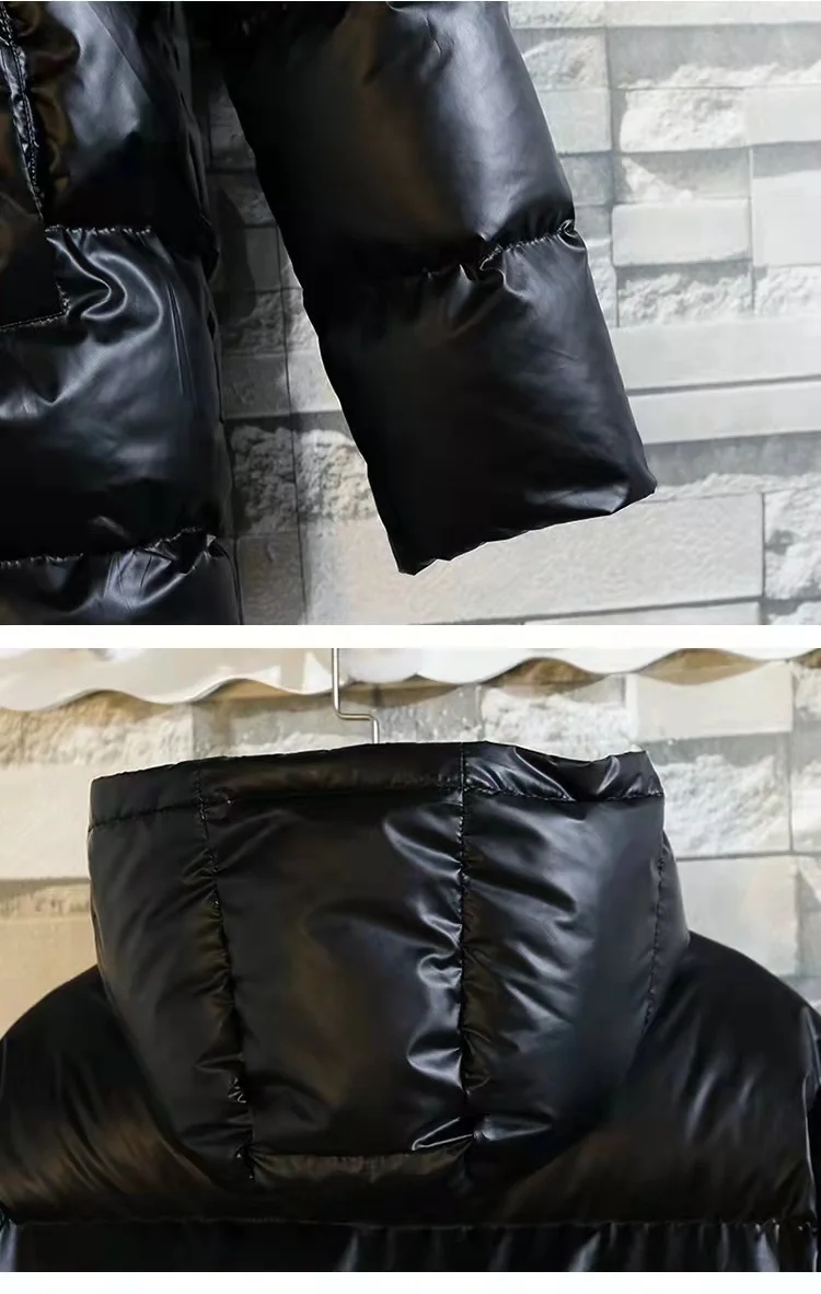 men clothing silver shiny cotton coat Man jacket winter thick coat plus fat large size medium and long hooded jackets