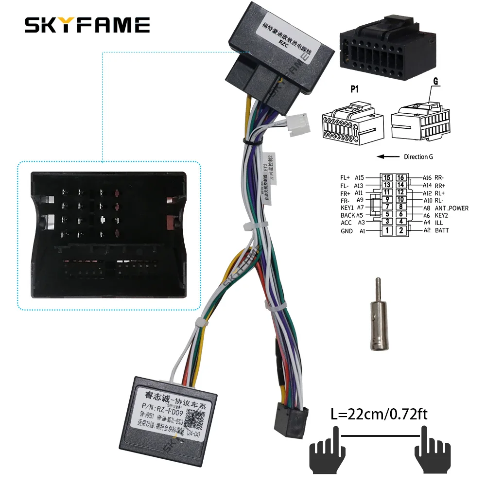 

SKYFAME автомобильный жгут проводов адаптер Canbus Box декодер Android кабель питания для Ford Mondeo Focus C-MAX Fiesta RZ-FD09 RZ-FD60
