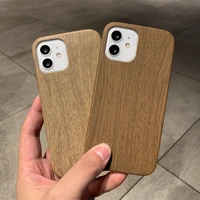 luxury pu leather wood grain phone case for iphone 13 12 11 pro max mini xs x xr 7 8 plus se 2 3 retro soft tpu shockproof cover