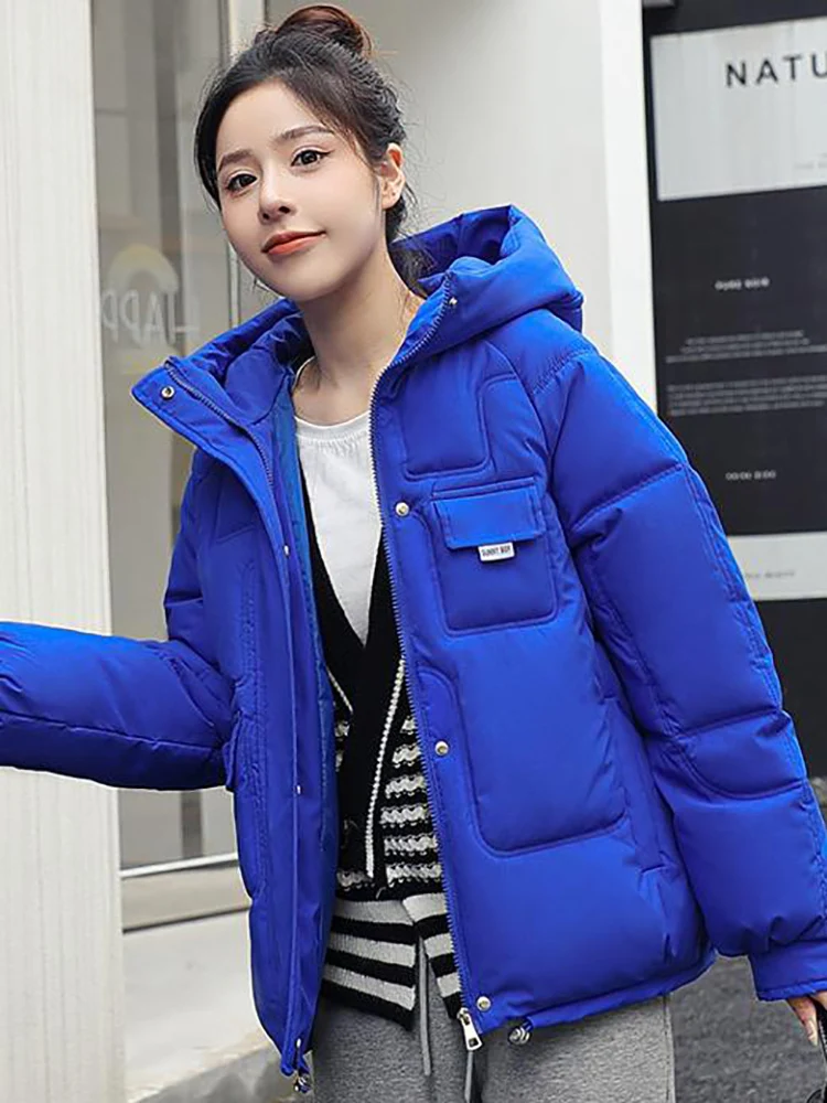 AOSSVIAO New 2023 Women Short Jacket Winter Thick Hooded Cotton Padded Coats Female Korean Loose Puffer Parkas Ladies Oversize