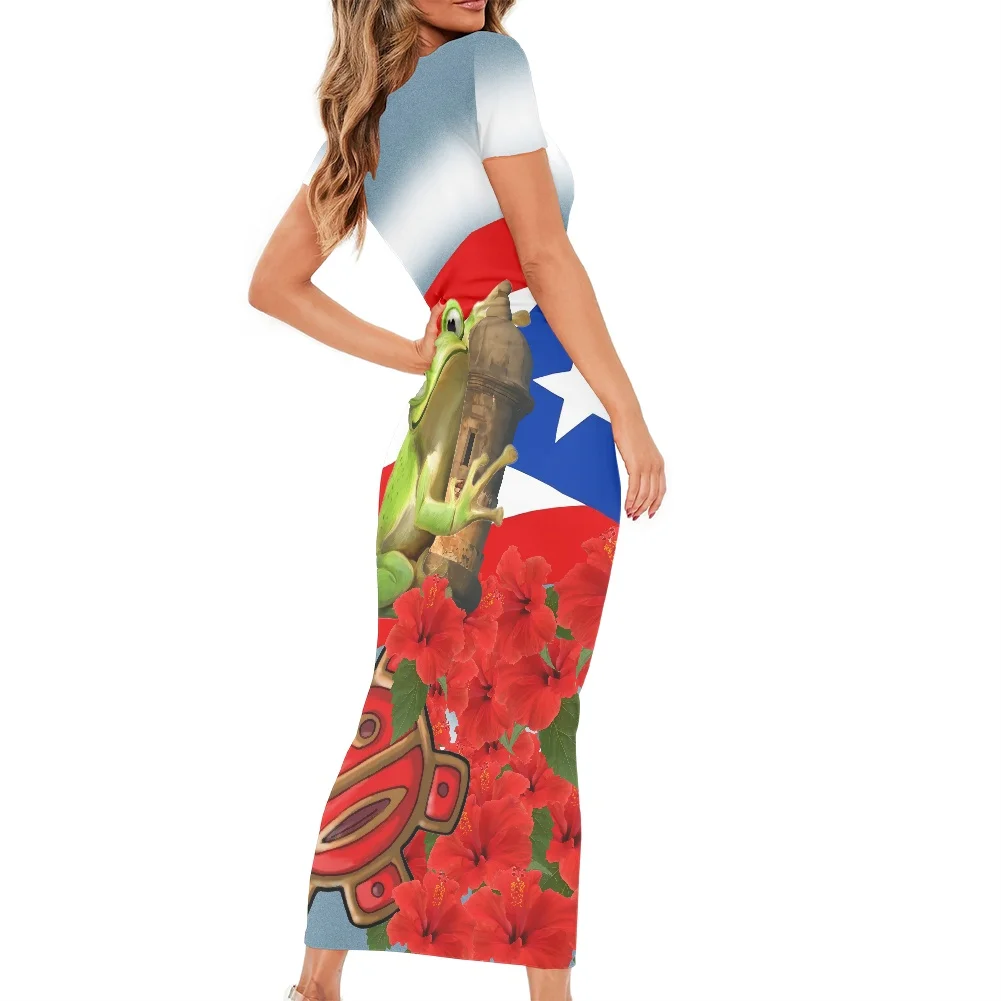 

Платье женское с круглым вырезом, коротким рукавом и принтом флага