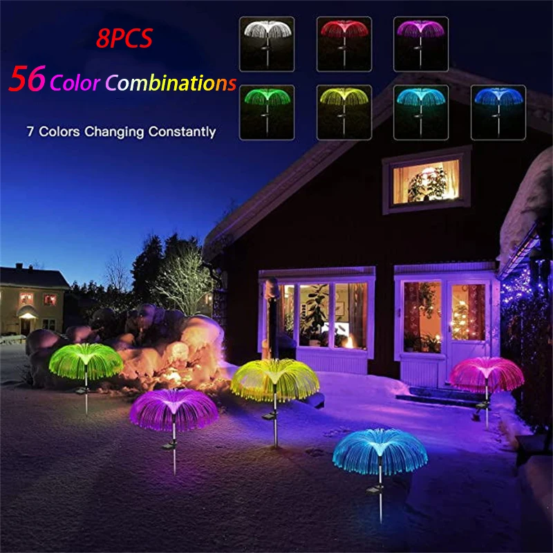 

8Pcs Solar Garden Light IP65 Outdoor Waterproof Fiber Jellyfish Lawn Light Outdoor Courtyard/Villa/Courtyard/Decorative Lamps
