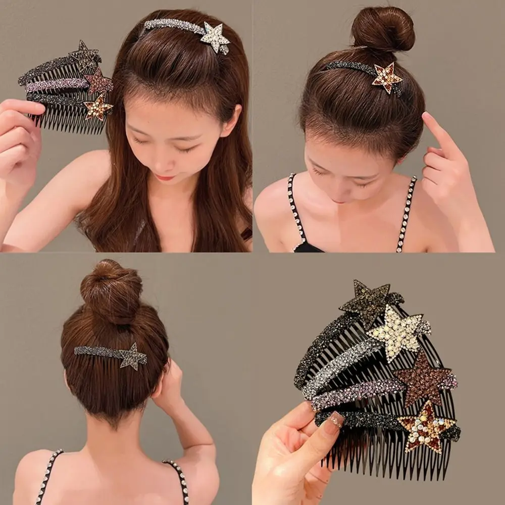 

Inserted Rhinestone Hair Comb Fashion Styling Accessories Rhinestone Head Fixed Hair Clip Fragmented Hair Hair Claw Women