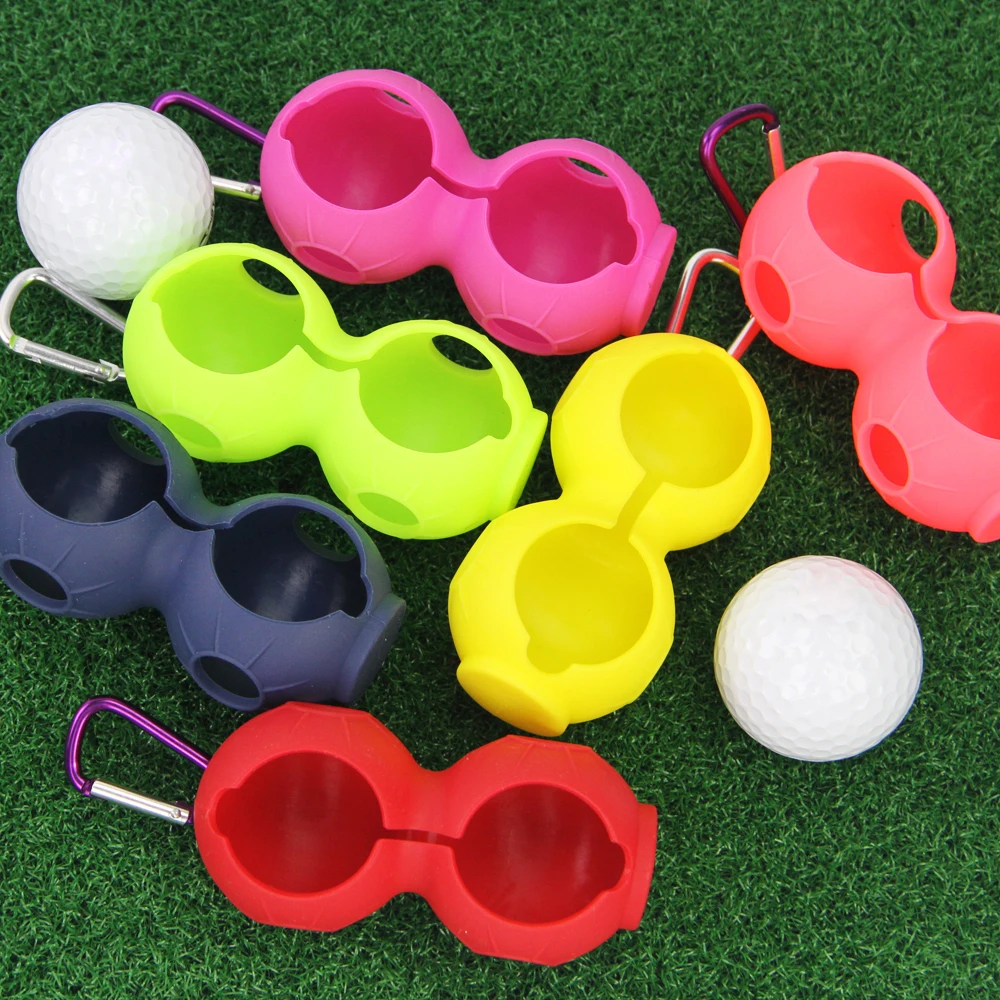 1Pcs Portable Golf Ball Protective Holder Cover Golf Ball Silicone Double Case Cover Golf Training Sports Accessories 6 Colors