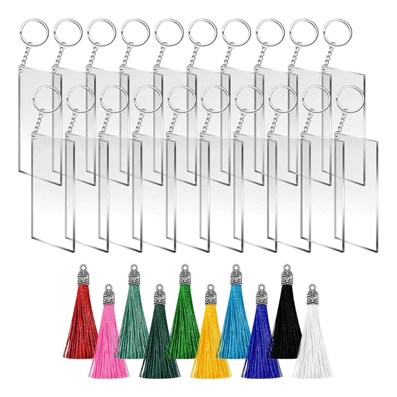 

Keychain Blanks with Tassels Acrylic for KEY Ring for DIY Projects and Crafts