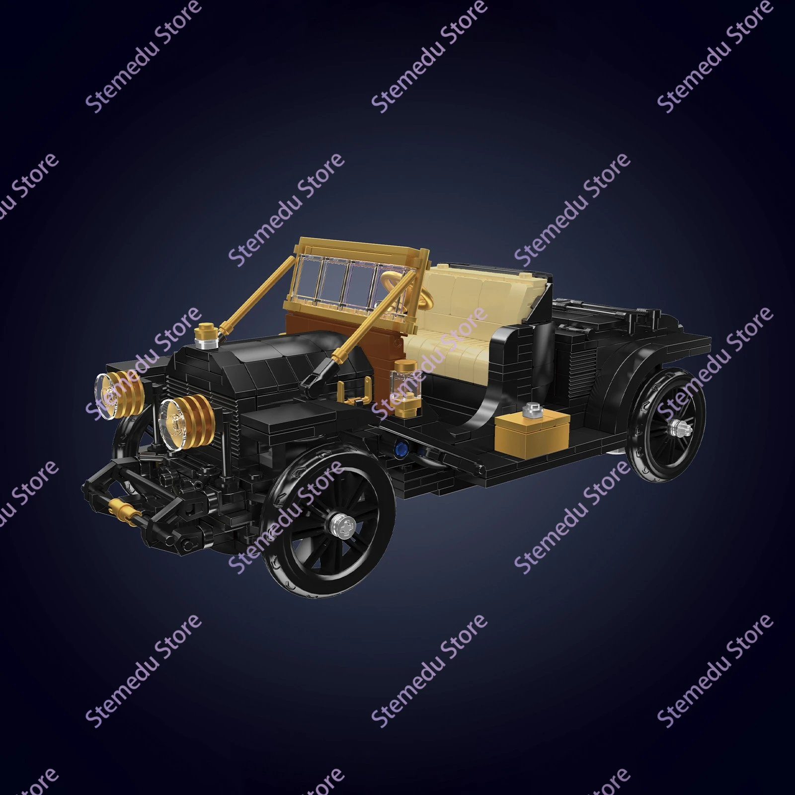 Фото Конструктор MOULD KING 1290 деталей: Винтажный классический автомобиль 1910 №30, ретро-модель, DIY-украшение для рабочего стола, развивающий подарок №5