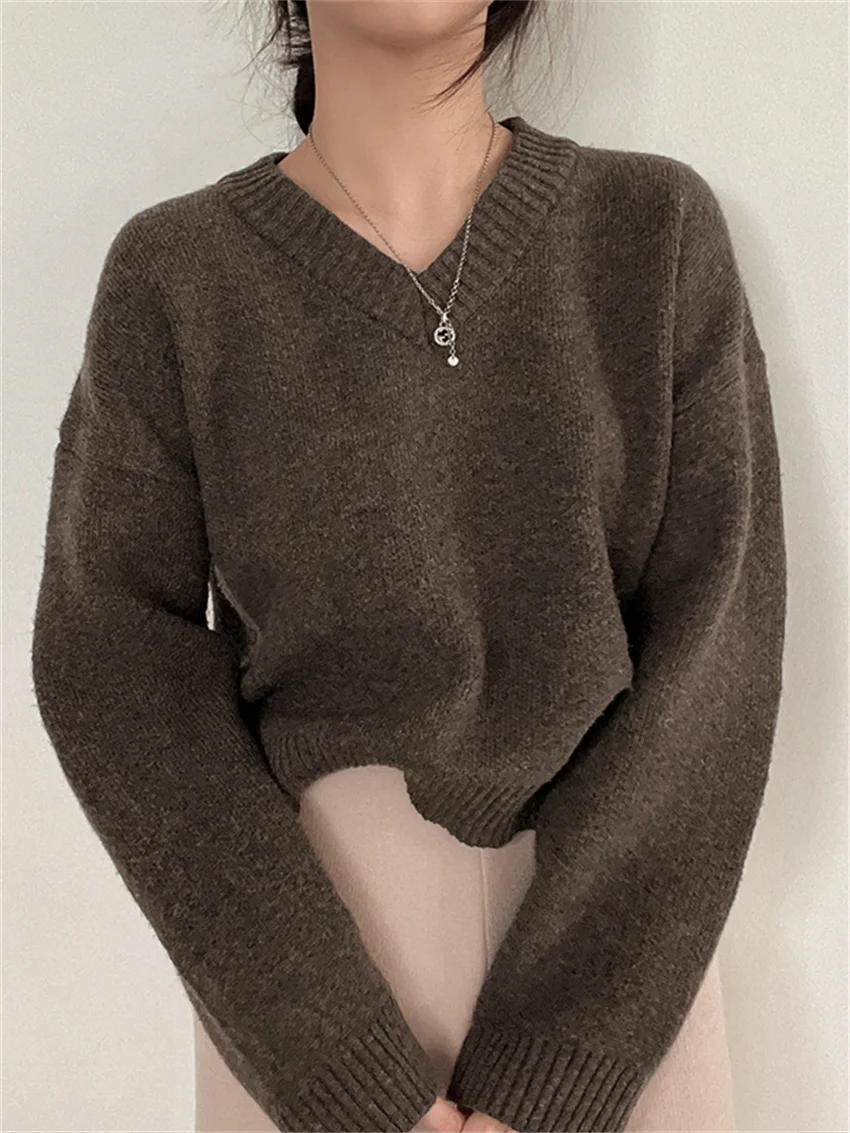 

HziriP Basewear Sweaters Women Warm Winter Loose-Fitting Chic All Match Knitted Solid 2022 Pullovers Casual Gentle Office Lady