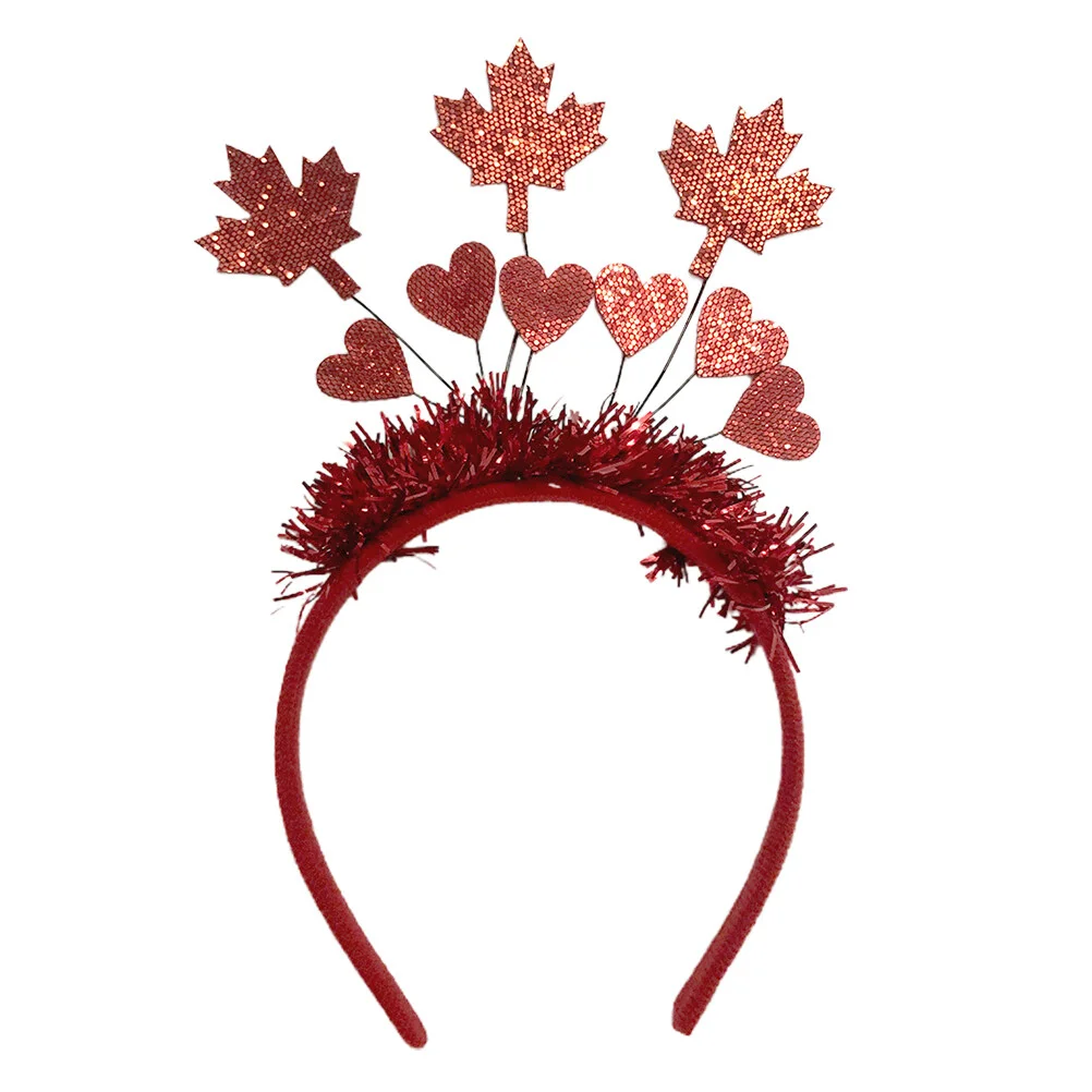 

Maple Leaf Heart Headdress Festival Hair Hoops Prop Accessories Headgear Lovely Hairbands Latte Headwear Fall Decor